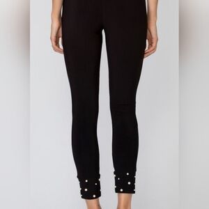 Joseph Ribkoff Black Ankle Pants With Pearl Accents